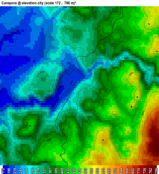 Caraşova elevation map