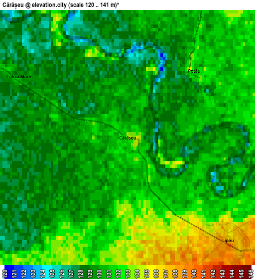 Cărășeu elevation map