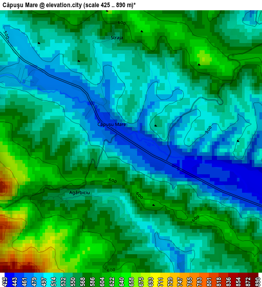 Căpuşu Mare elevation map