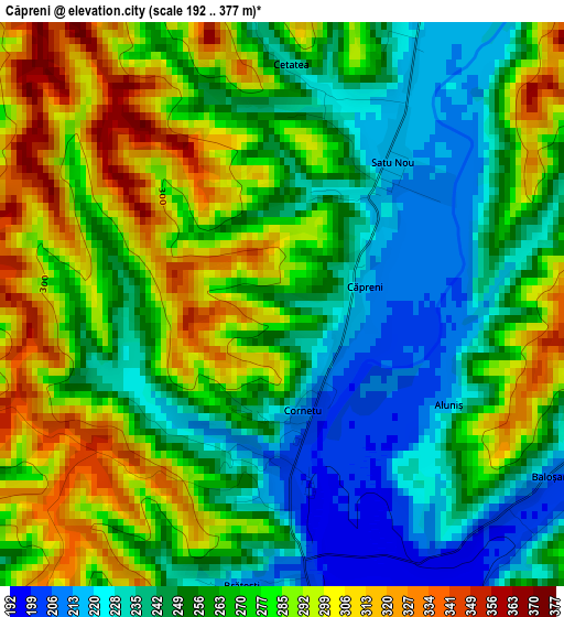 Căpreni elevation map