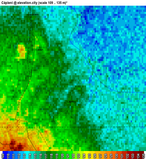 Căpleni elevation map