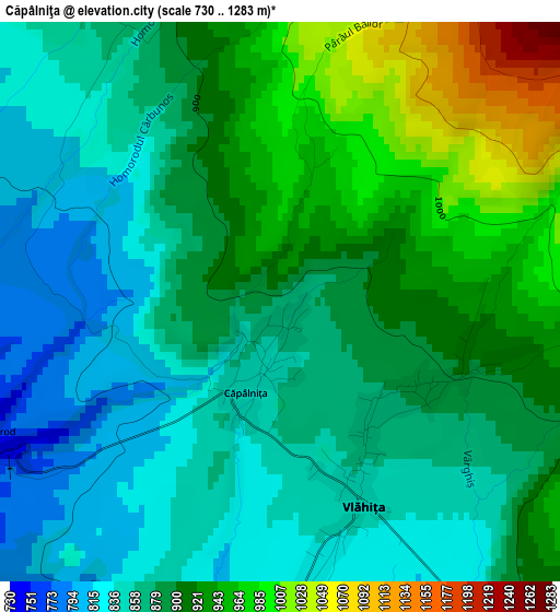 Căpâlniţa elevation map