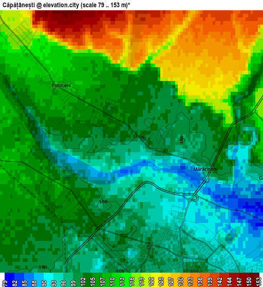 Căpățânești elevation map