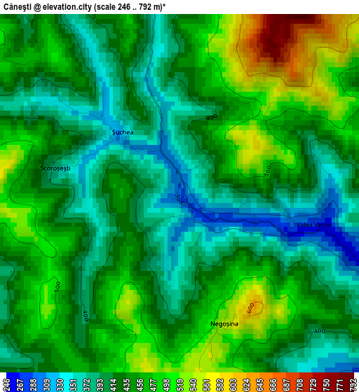 Căneşti elevation map