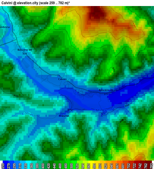 Calvini elevation map