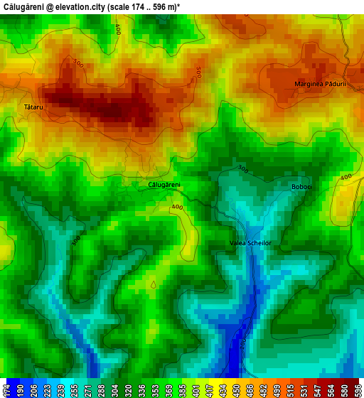 Călugăreni elevation map