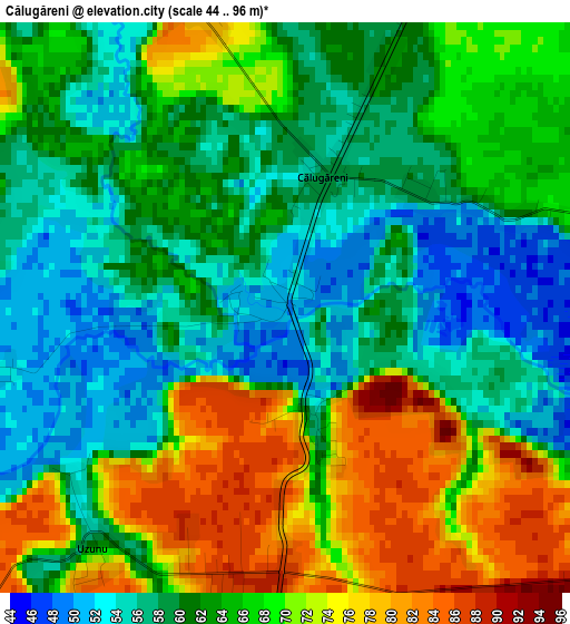 Călugăreni elevation map