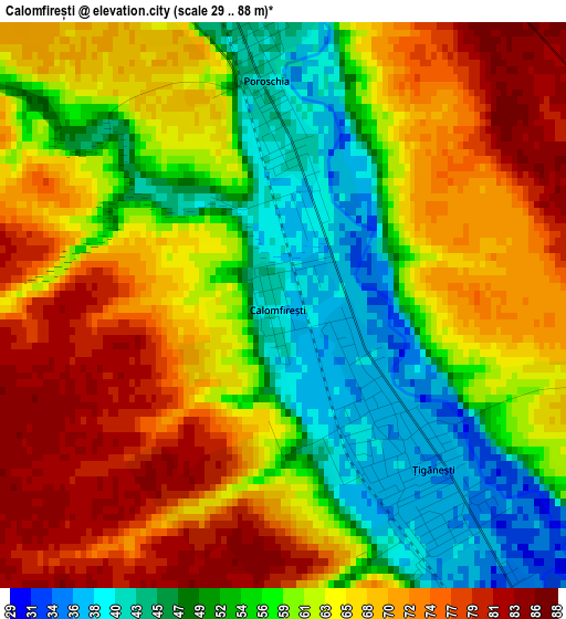 Calomfirești elevation map