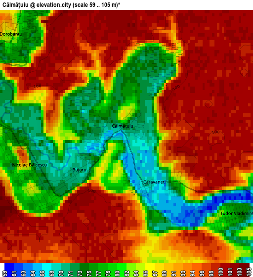 Călmăţuiu elevation map