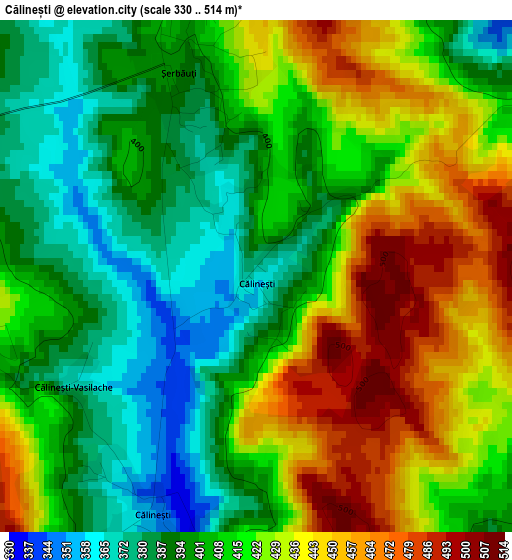 Călinești elevation map