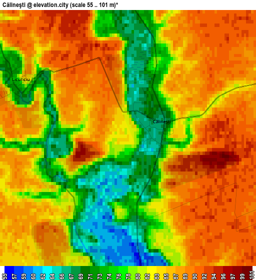 Călineşti elevation map