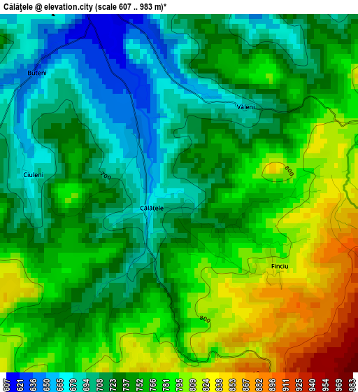 Călăţele elevation map