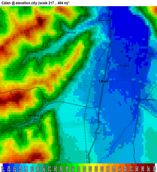 Călan elevation map