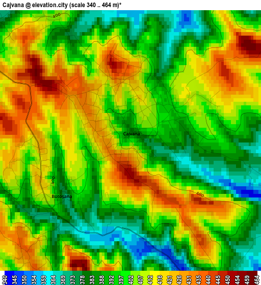 Cajvana elevation map