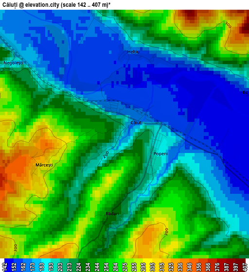 Căiuți elevation map