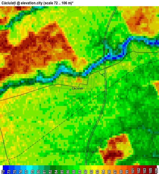 Căciulați elevation map