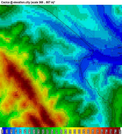 Cacica elevation map