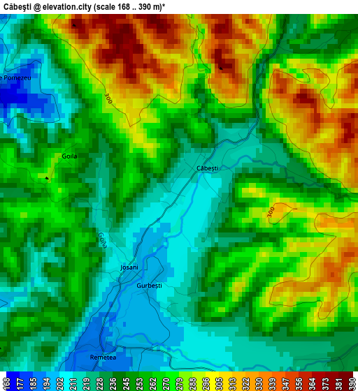 Căbeşti elevation map