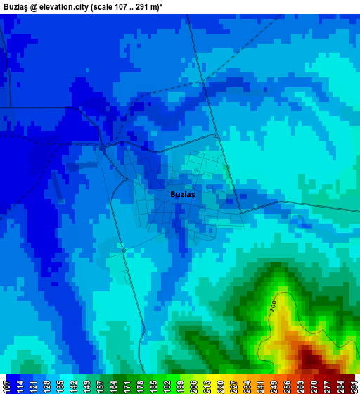 Buziaş elevation map