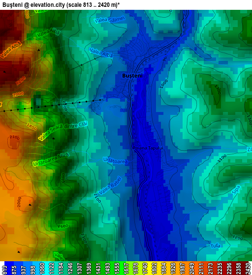 Buşteni elevation map