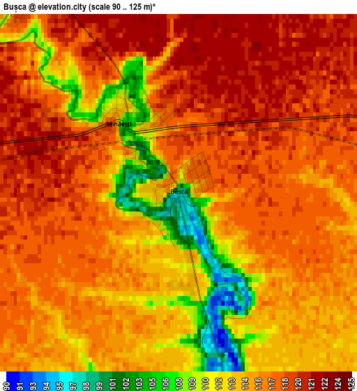 Bușca elevation map