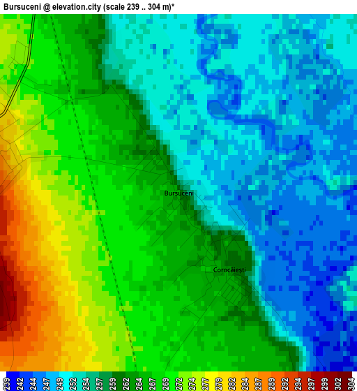 Bursuceni elevation map