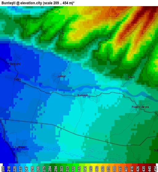 Bunteşti elevation map