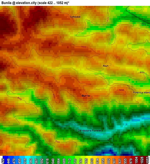 Bunila elevation map