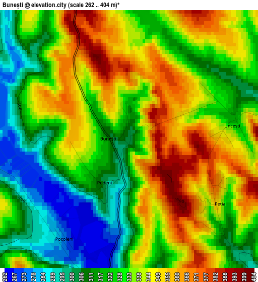 Bunești elevation map