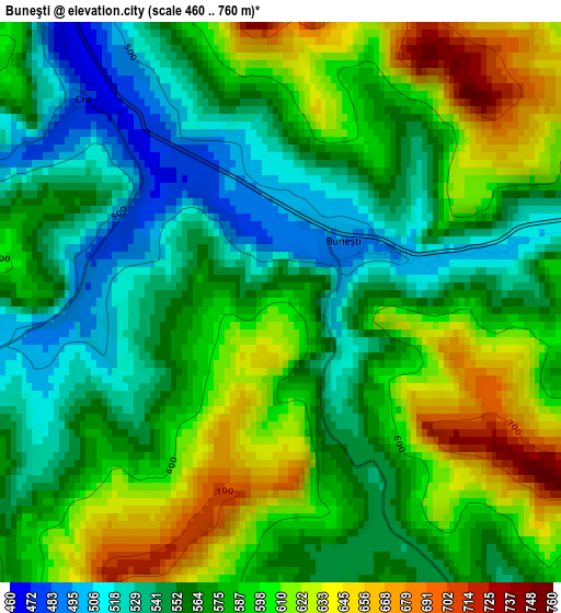 Buneşti elevation map