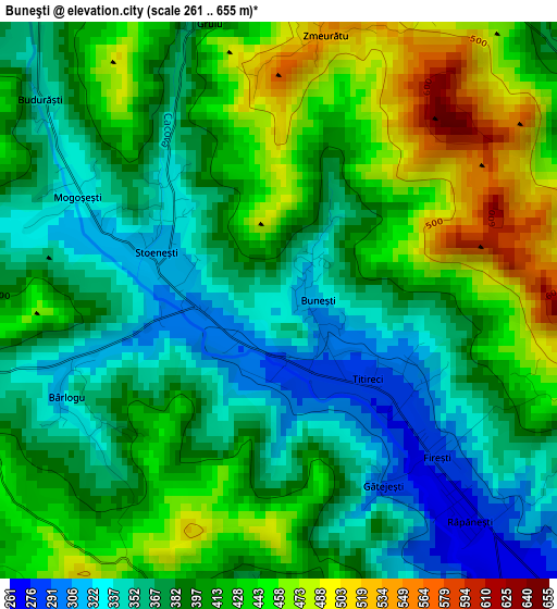 Buneşti elevation map