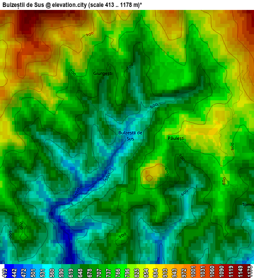 Bulzeștii de Sus elevation map