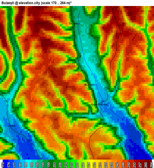 Bulzeşti elevation map