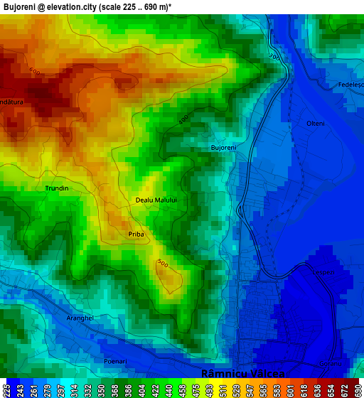 Bujoreni elevation map