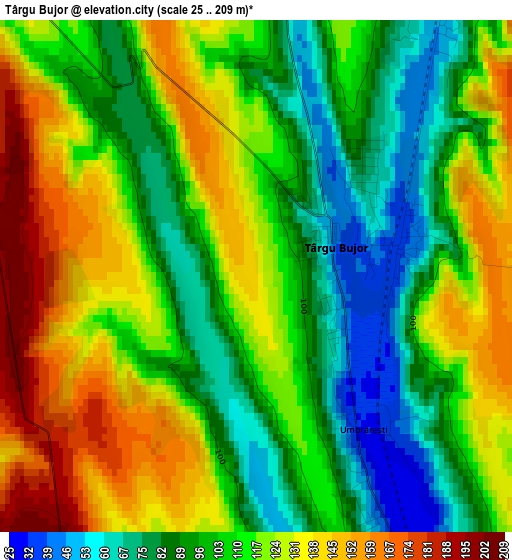 Târgu Bujor elevation map