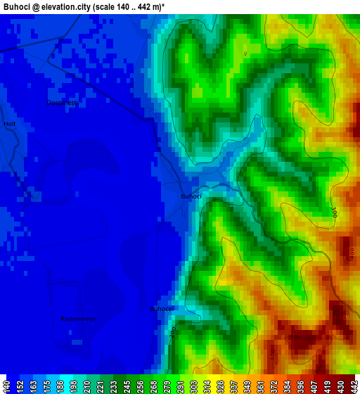 Buhoci elevation map