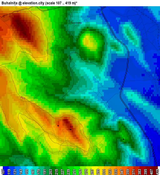 Buhalnița elevation map