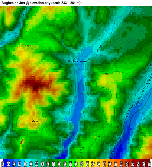 Bughea de Jos elevation map