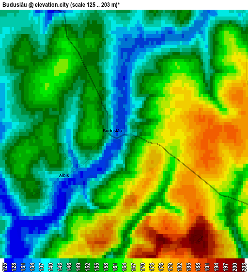 Buduslău elevation map