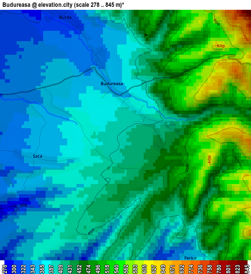 Budureasa elevation map