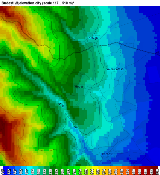 Budești elevation map