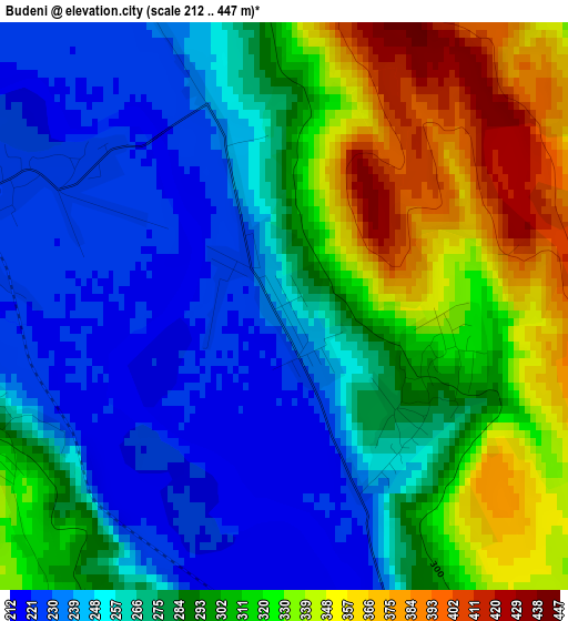 Budeni elevation map