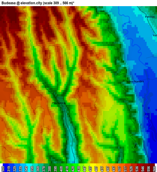 Budeasa elevation map