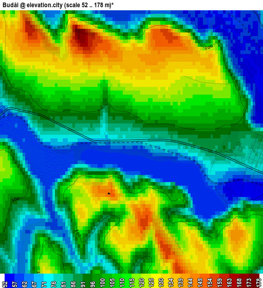 Budăi elevation map