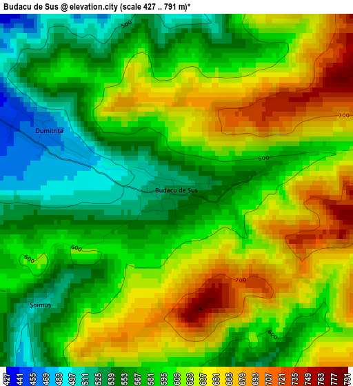 Budacu de Sus elevation map