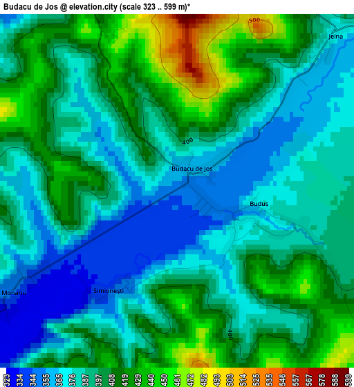 Budacu de Jos elevation map