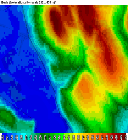 Buda elevation map