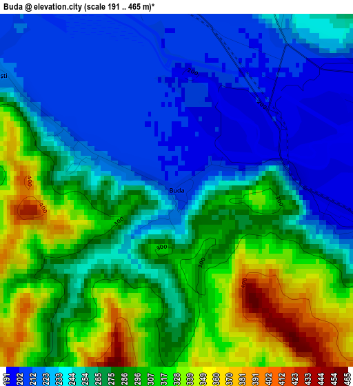 Buda elevation map