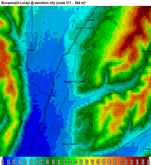 Bucșenești-Lotași elevation map