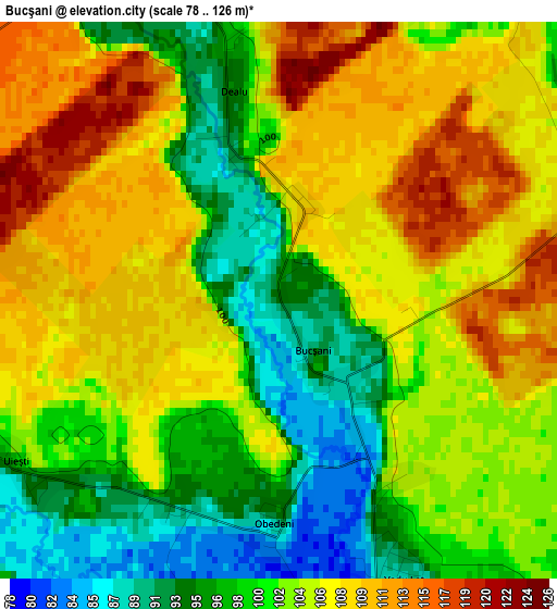 Bucşani elevation map